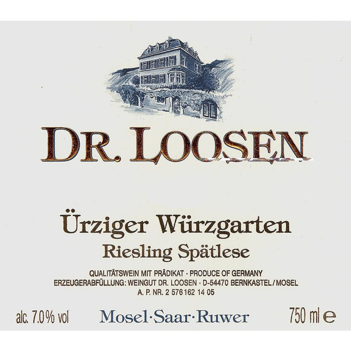 Dr. Loosen Urziger Wurzgarten Riesling Spatlese 2005 Front Label