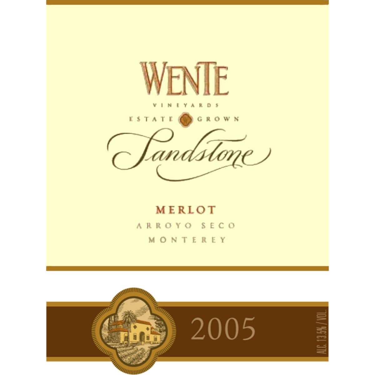 Wente Sandstone Merlot 2005 Front Label