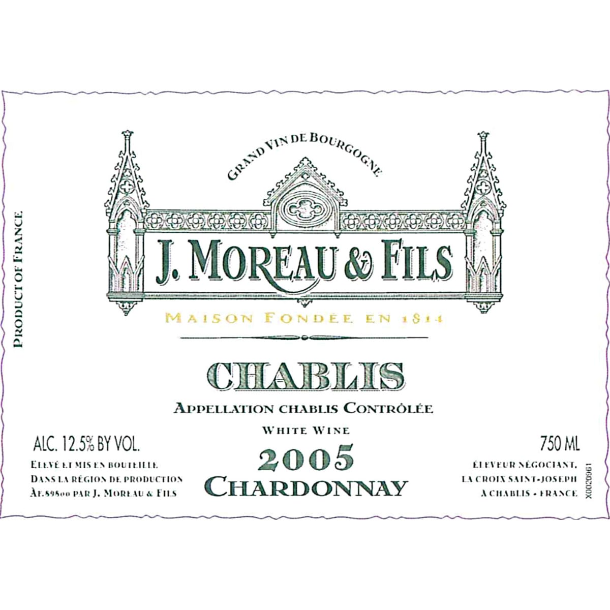 J. Moreau & Fils Chablis 2005 Front Label