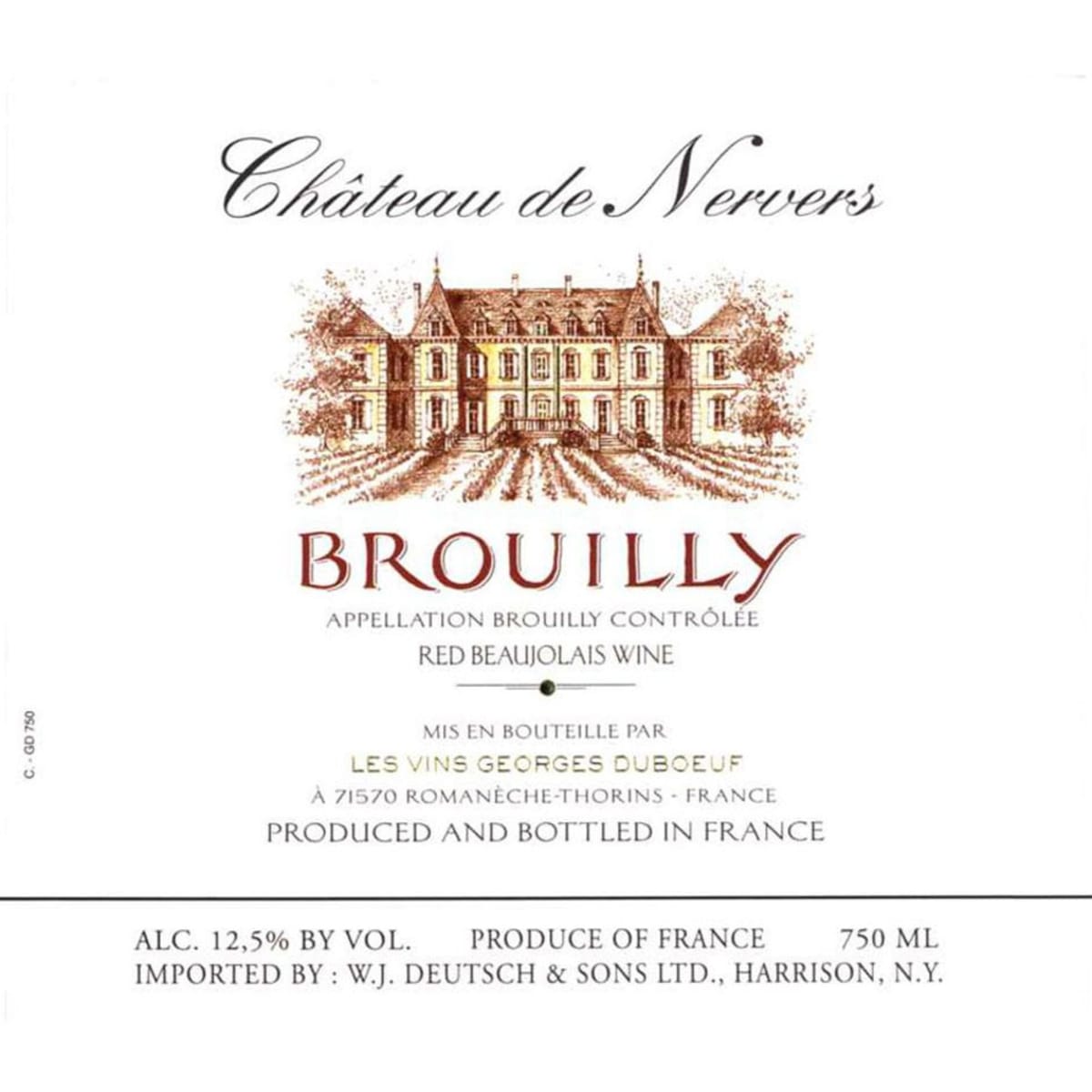 Duboeuf Brouilly Chateau de Nervers 2006 Front Label