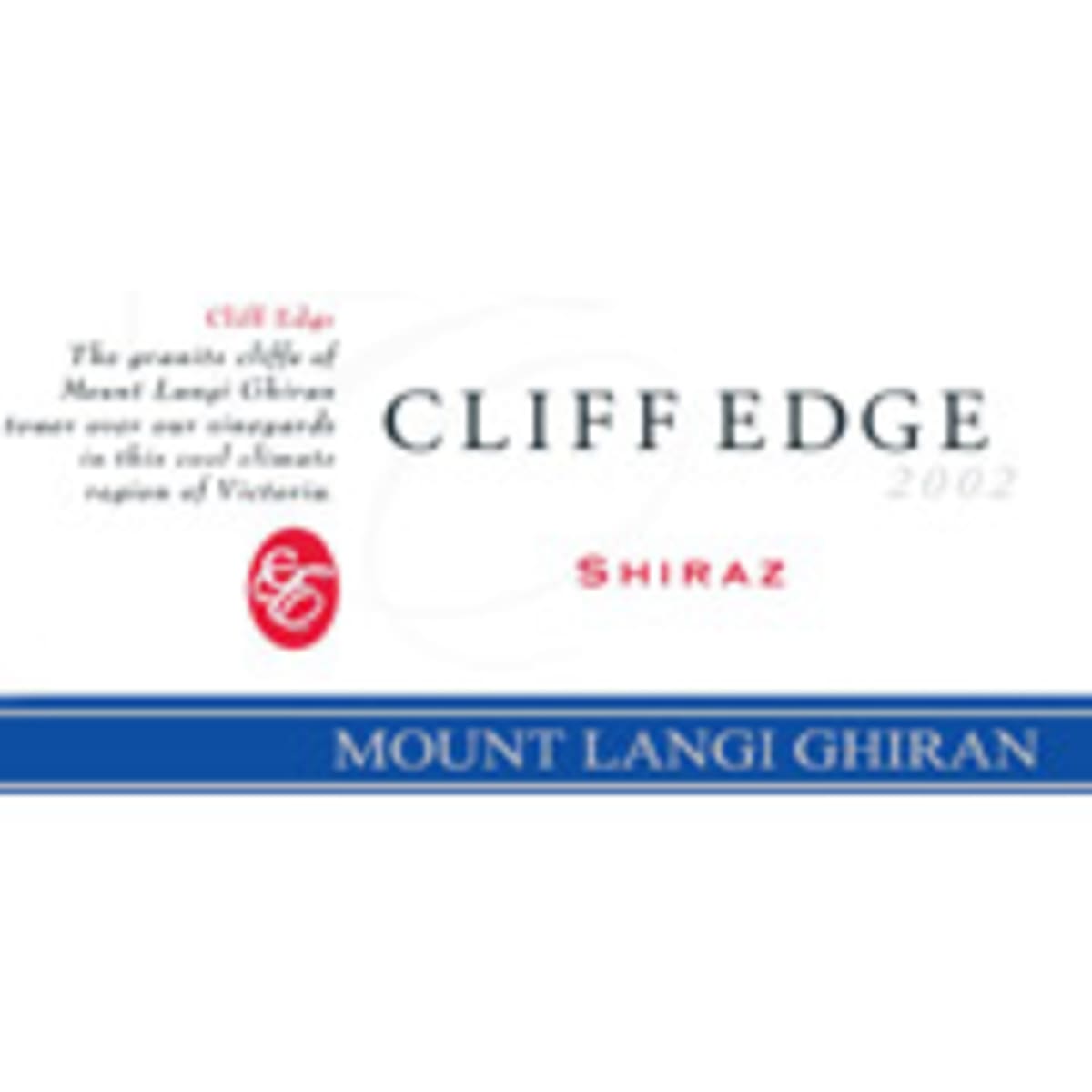 Mount Langi Ghiran Cliff Edge Shiraz 2002 Front Label