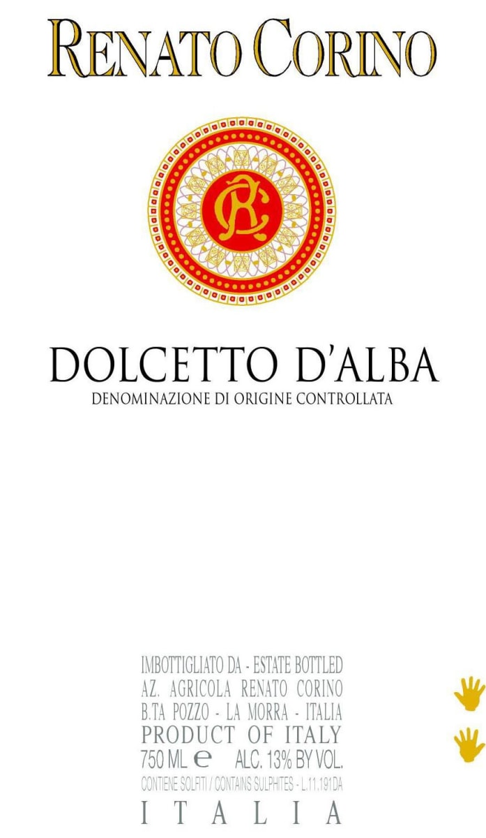 Renato Corino Dolcetto d'Alba 2012 Front Label