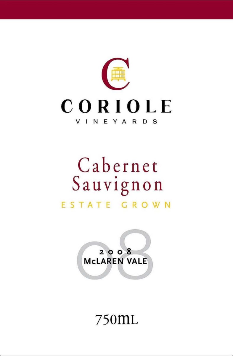 Coriole Vineyards Estate Grown Cabernet Sauvignon 2008 Front Label