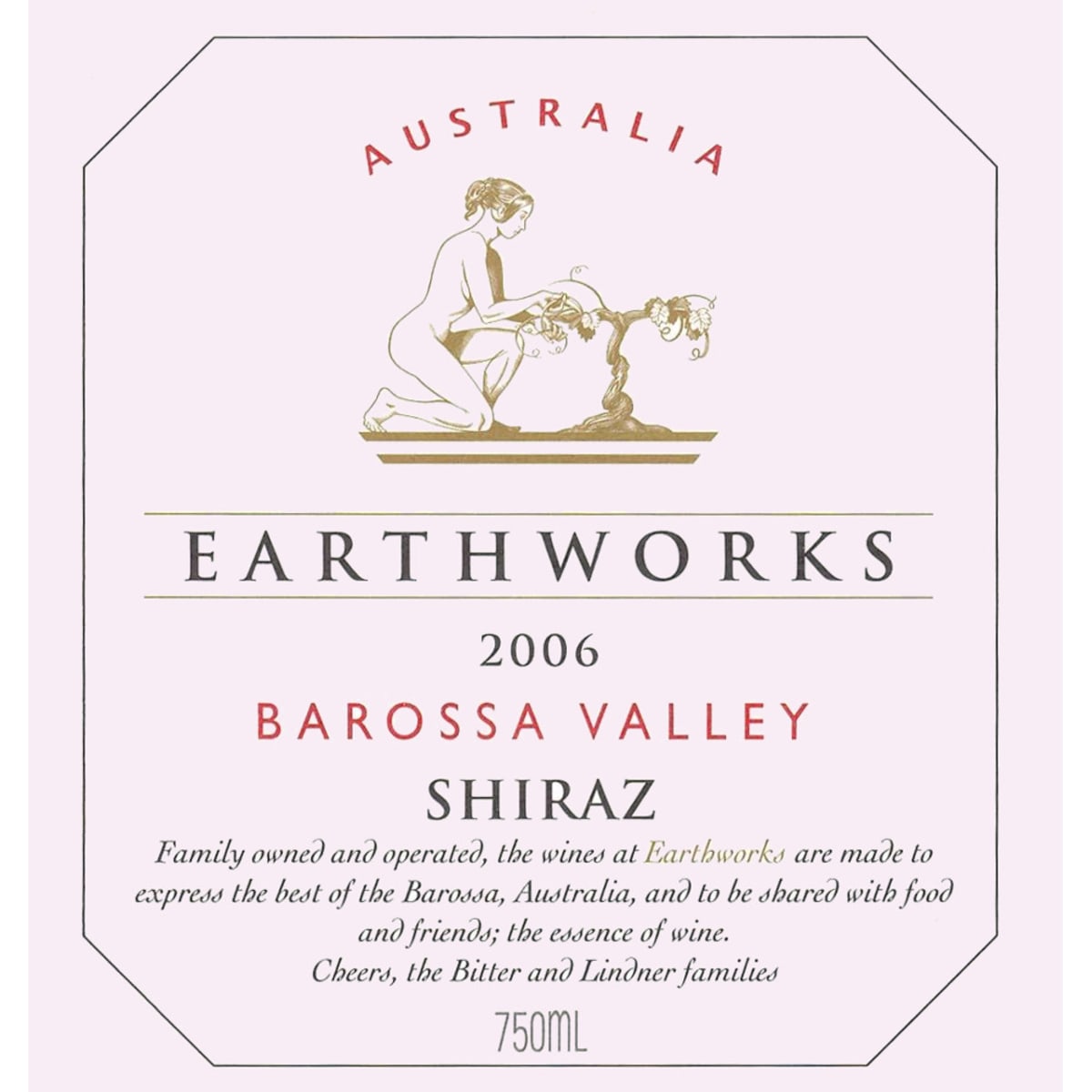Earthworks Shiraz 2006 Front Label
