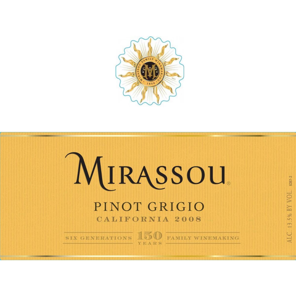 Mirassou Pinot Grigio 2008 Front Label