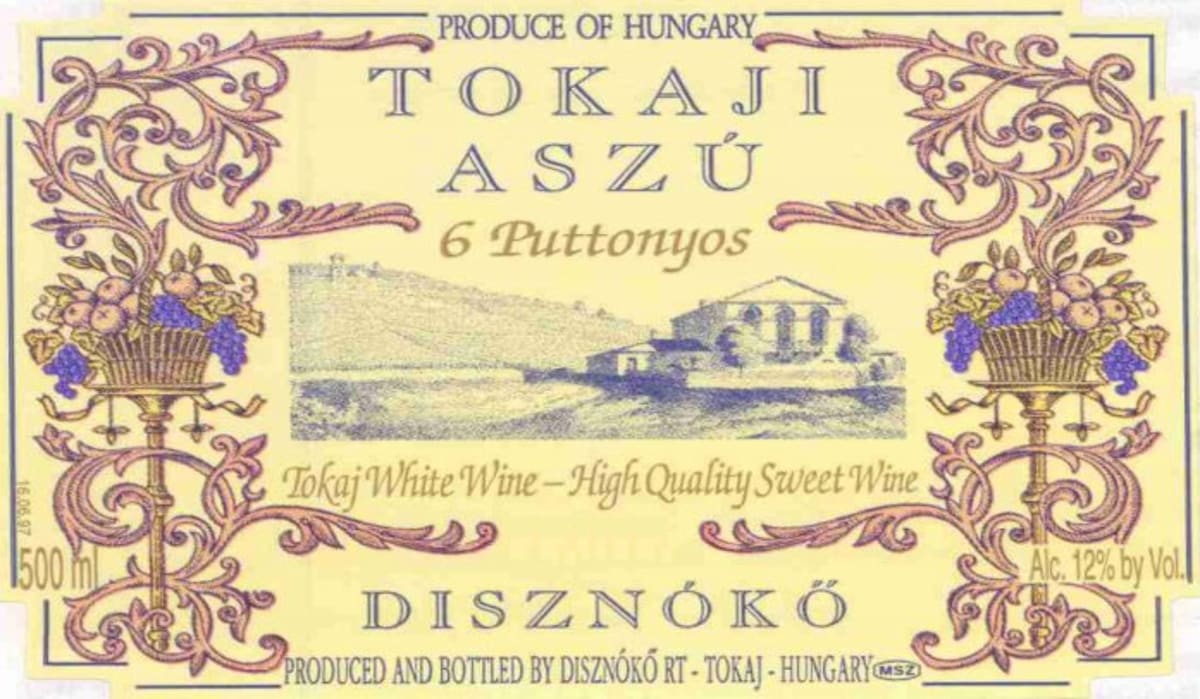 Disznoko Tokaji Aszu 6 Puttonyos (500ML) 2000 Front Label