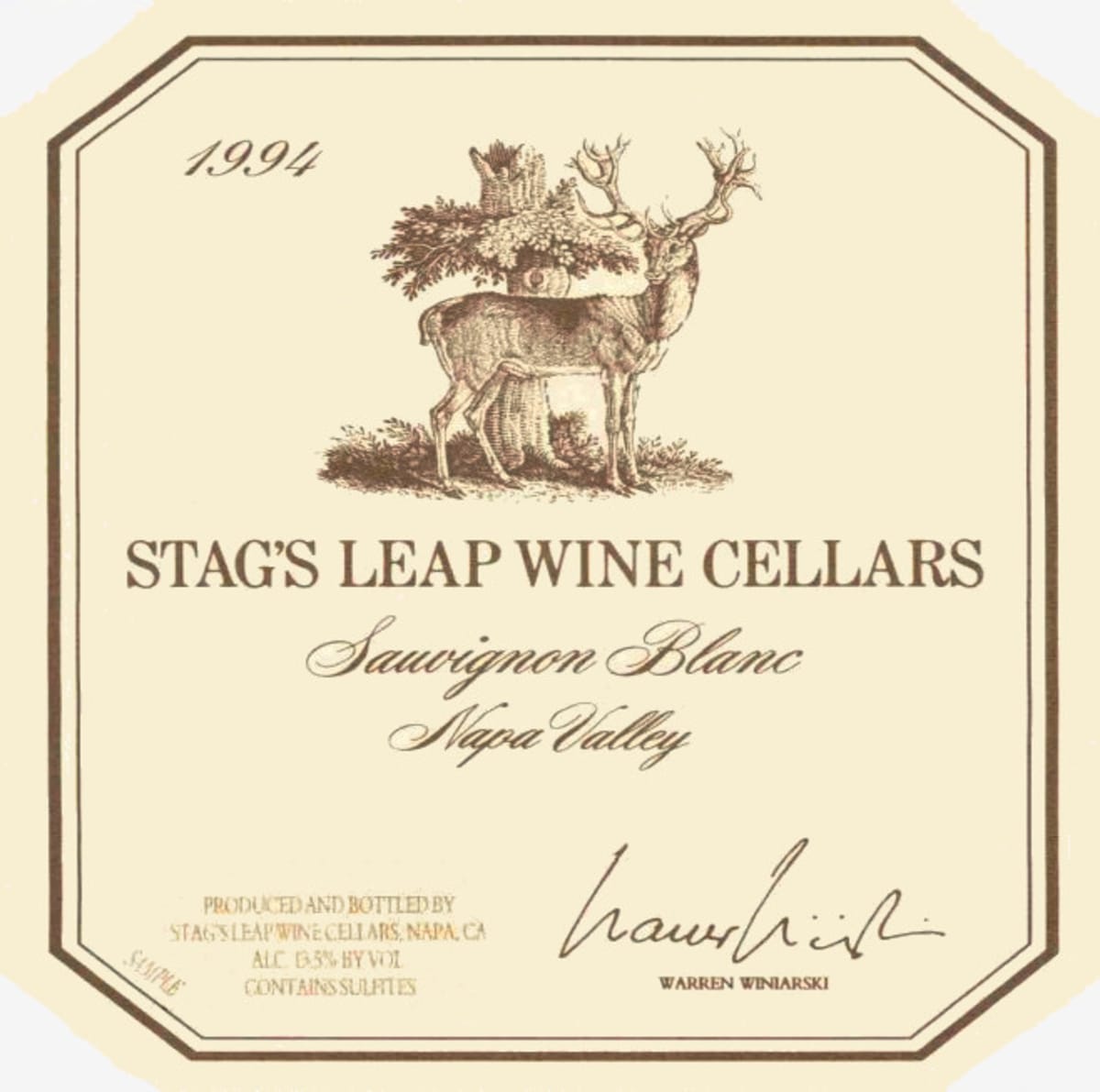 Stag's Leap Wine Cellars Sauvignon Blanc 1994  Front Label