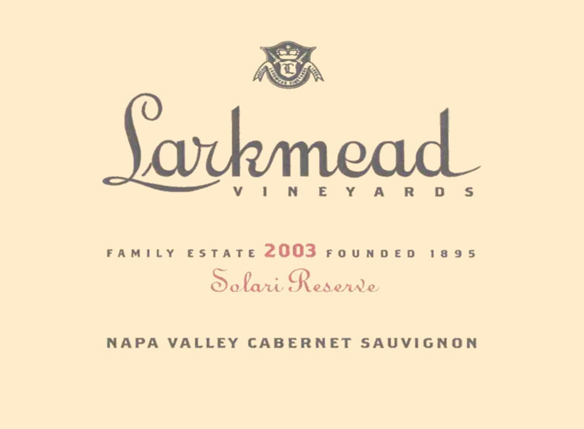 Larkmead Solari Reserve Cabernet Sauvignon 2003  Front Label