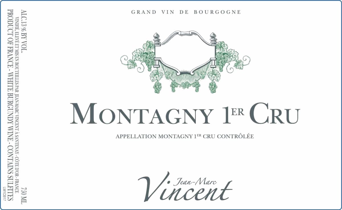 Jean-Marc Vincent Montagny Premier Cru 2016  Front Label