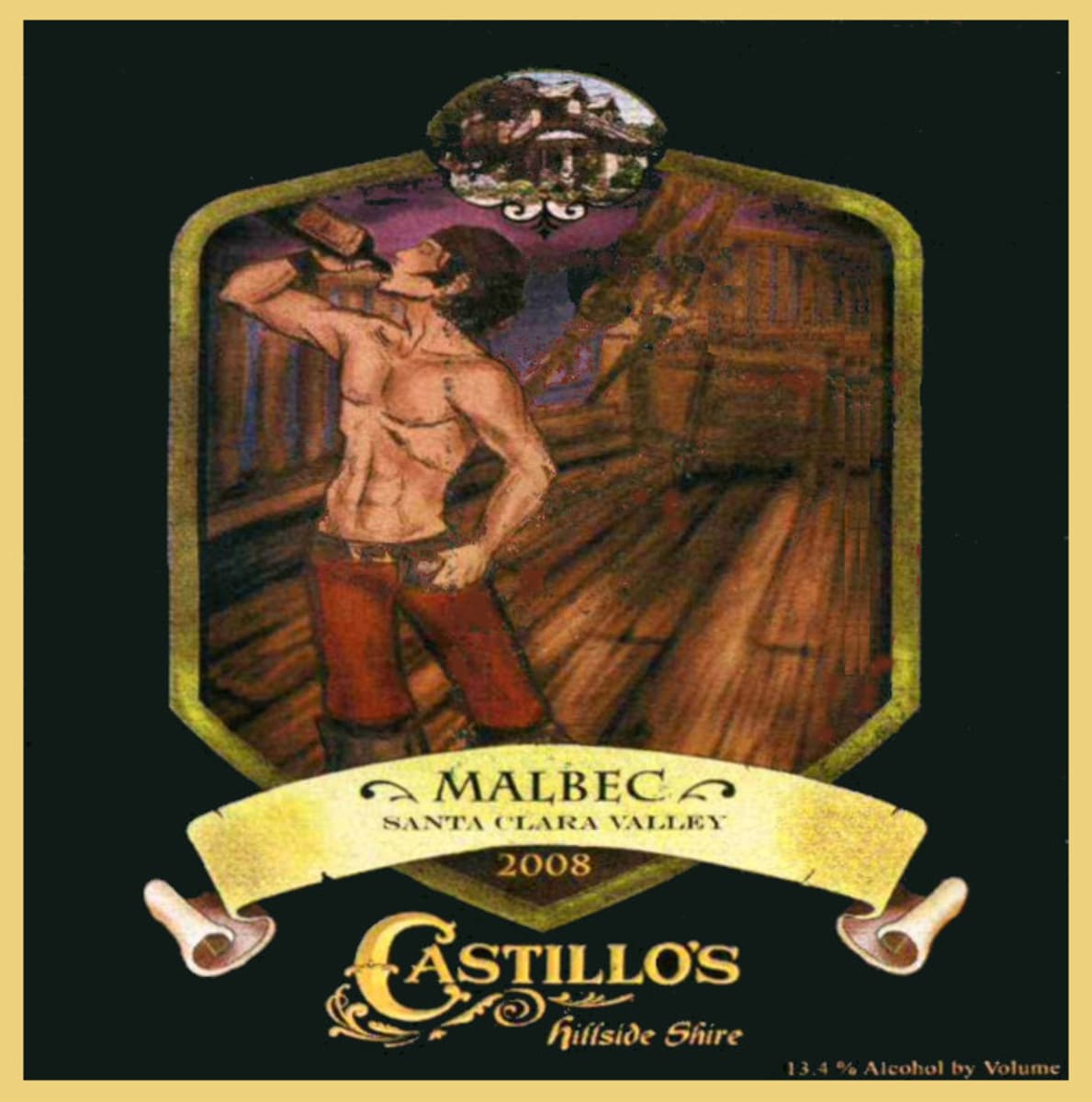 Castillo's Hillside Shire Winery Malbec 2008  Front Label