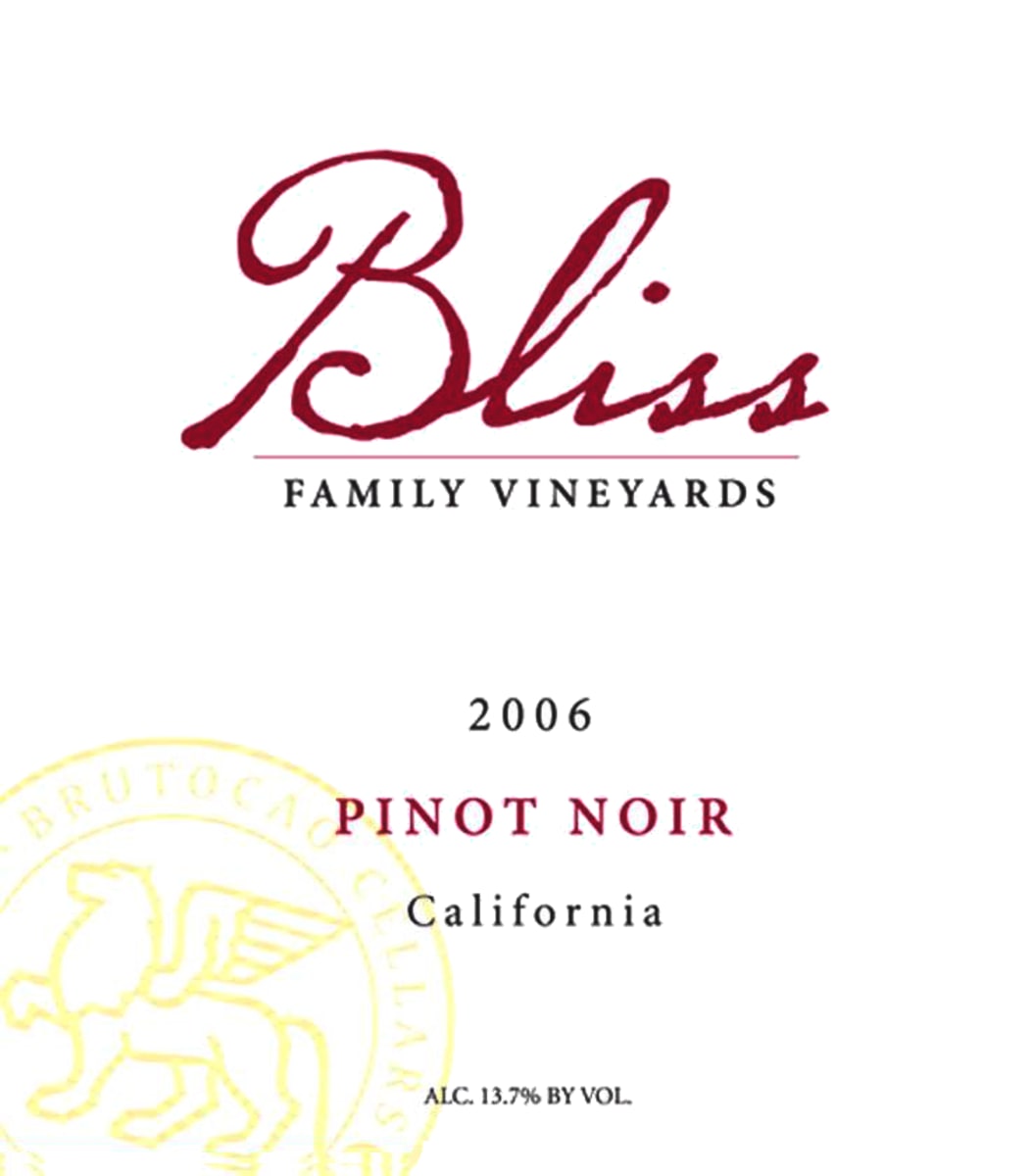 Bliss Pinot Noir 2006 Front Label