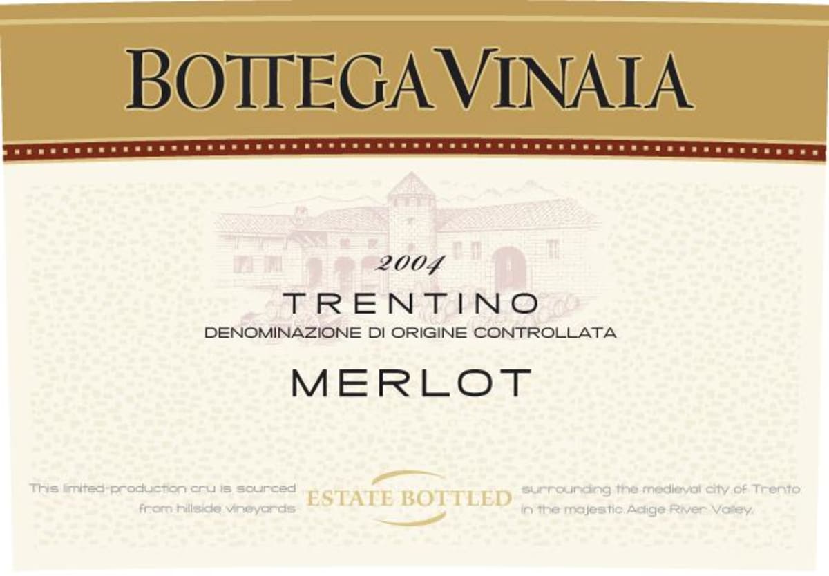 Cavit Bottega Vinai Merlot 2004 Front Label