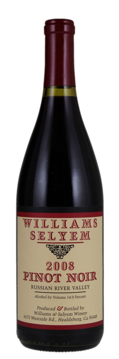 Williams Selyem Russian River Valley Pinot Noir 2008  Front Bottle Shot