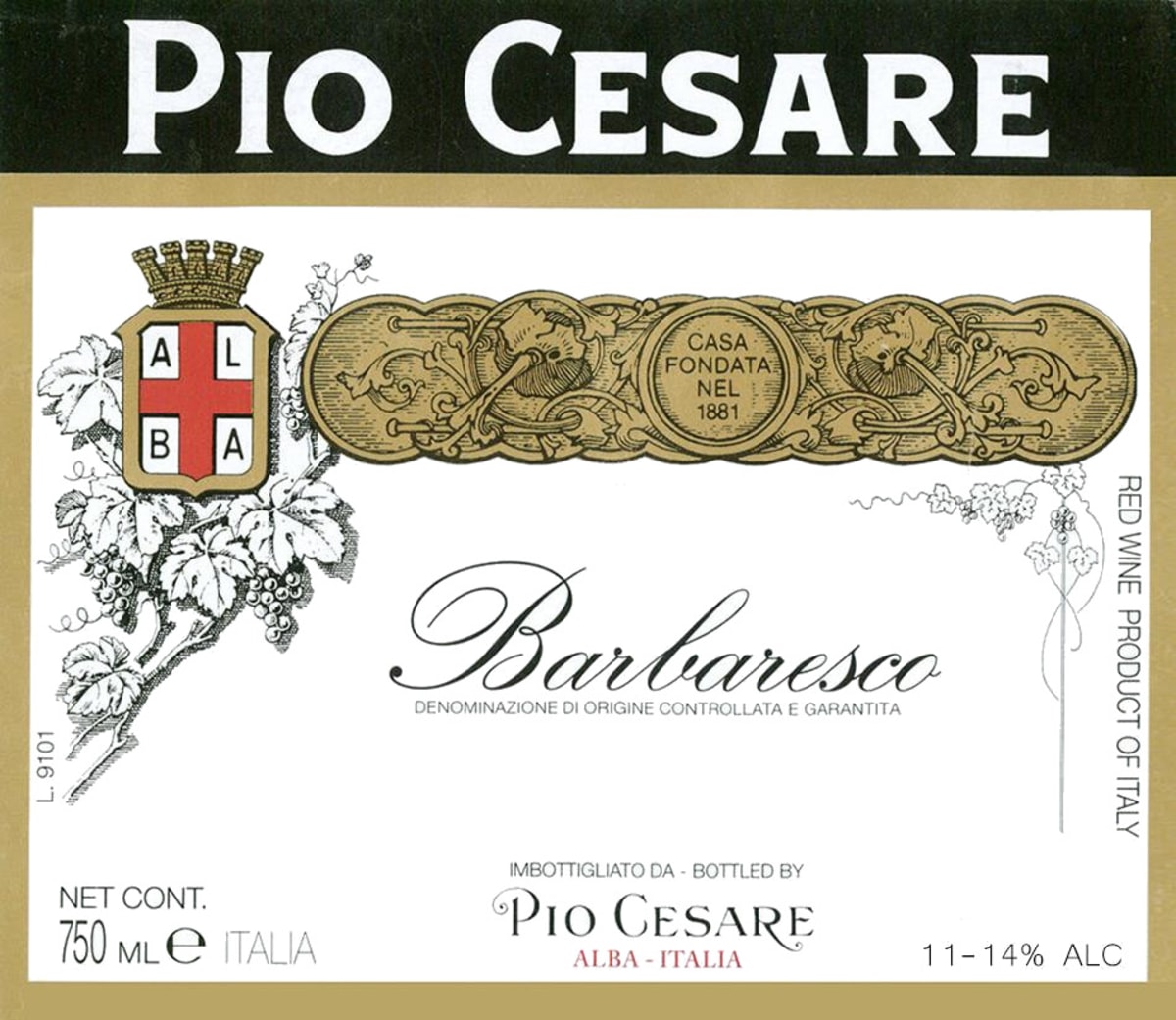 Pio Cesare Barbaresco 1989  Front Label