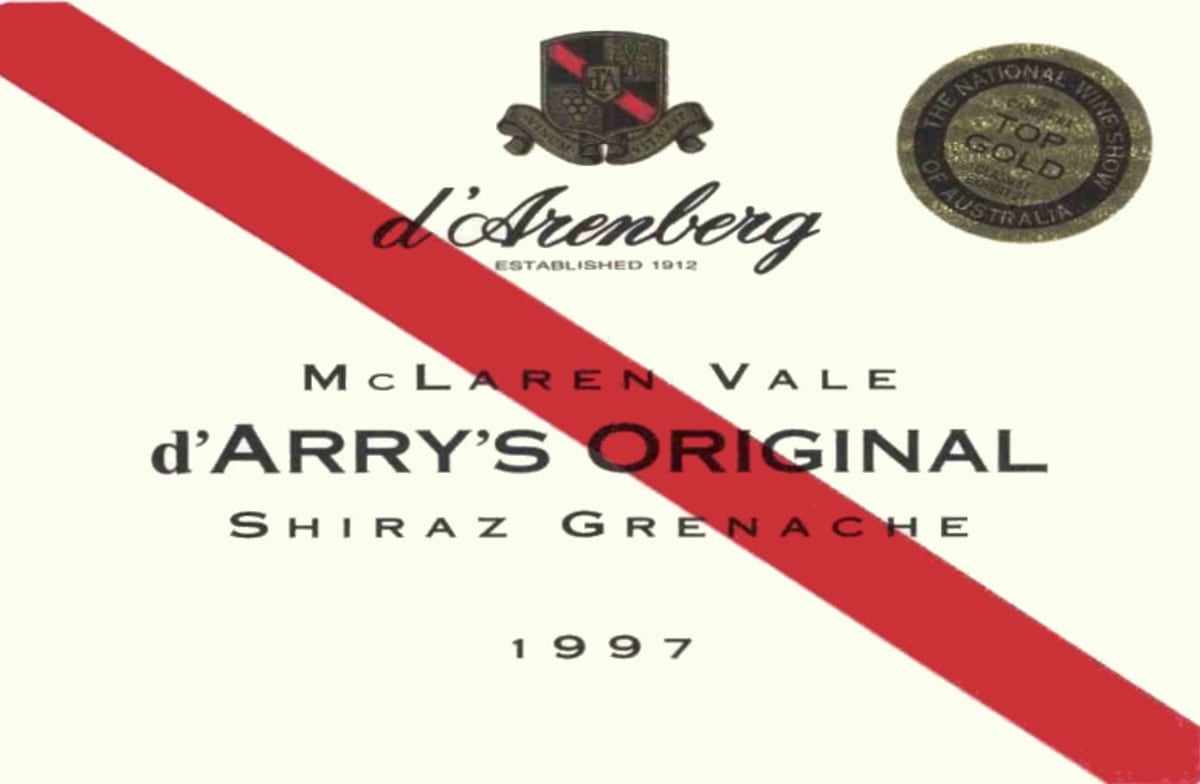 d'Arenberg d'Arry's Original Shiraz Grenache 1997 Front Label