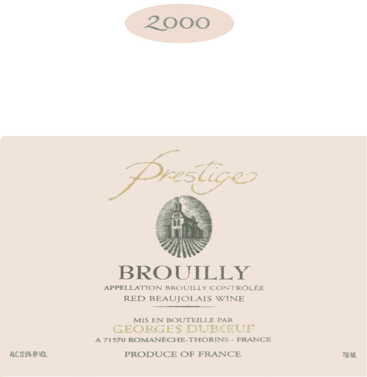 Duboeuf Brouilly Prestige 2000  Front Label