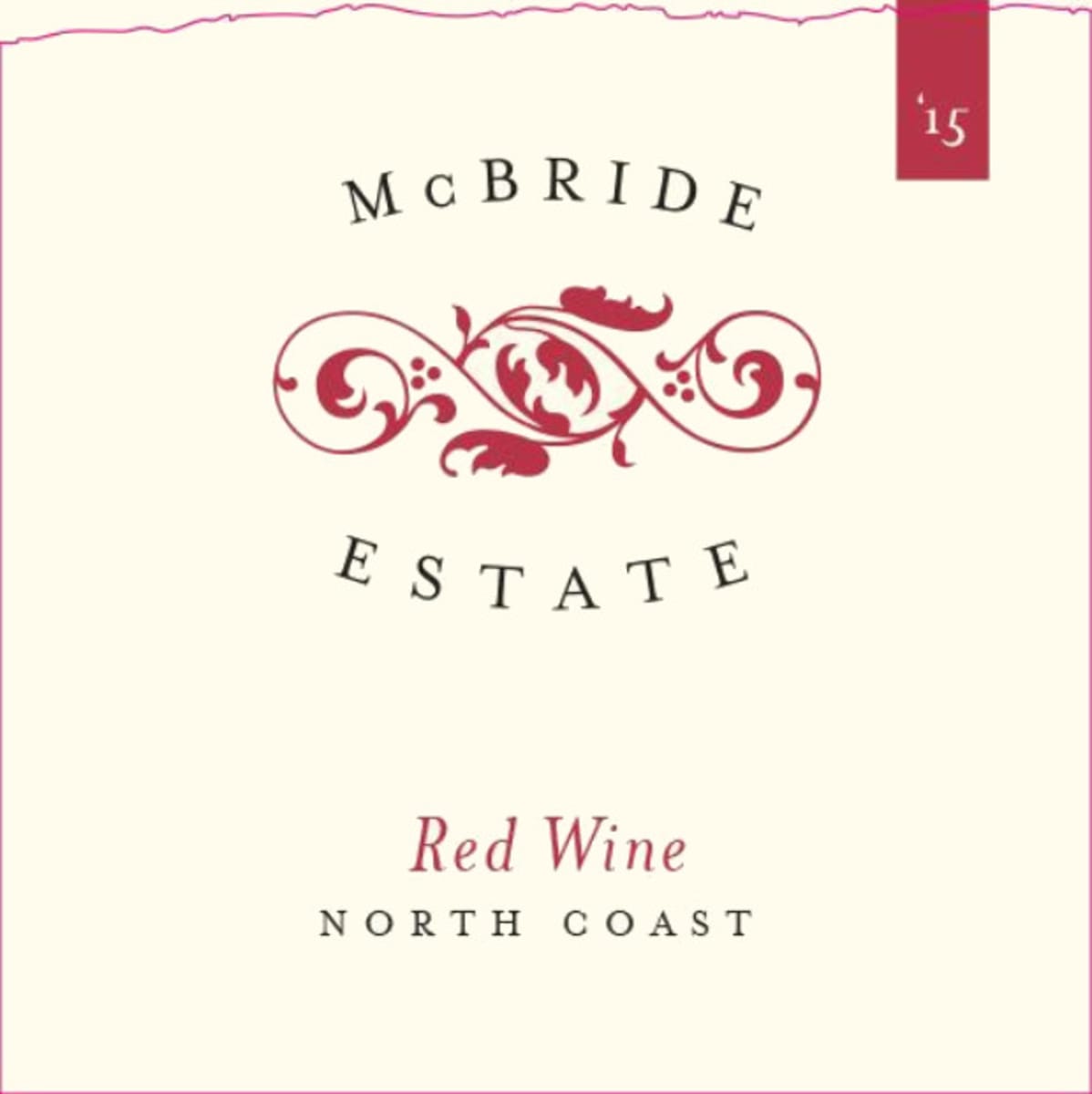 McBride Estate Red Wine 2015  Front Label