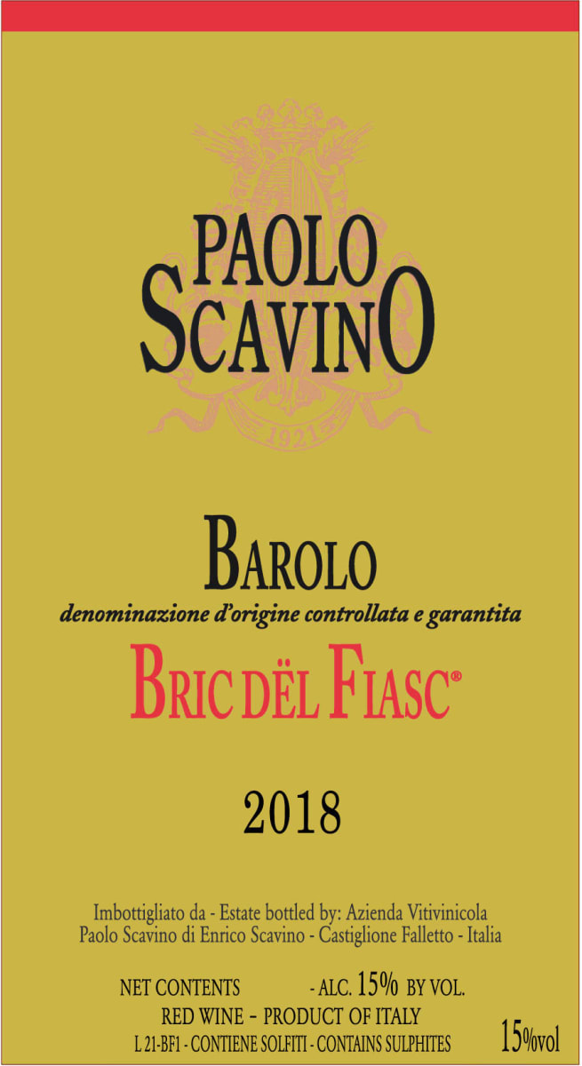 Paolo Scavino Barolo Bric del Fiasc (1.5 Liter Magnum) 2018  Front Label