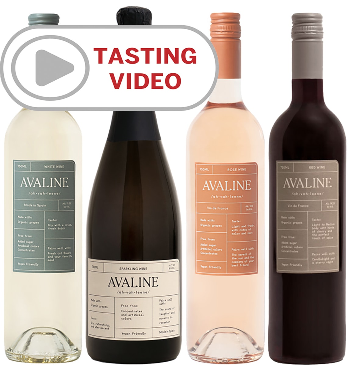Avaline Complete Wine Set with Tasting Video Featuring Cameron