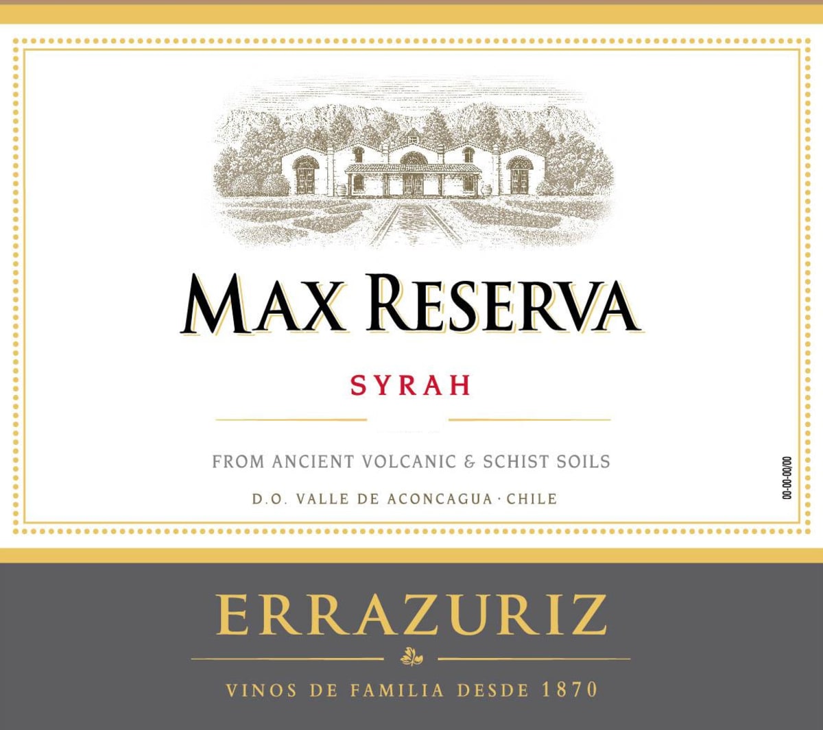 Errazuriz Max Reserva Syrah 2015  Front Label