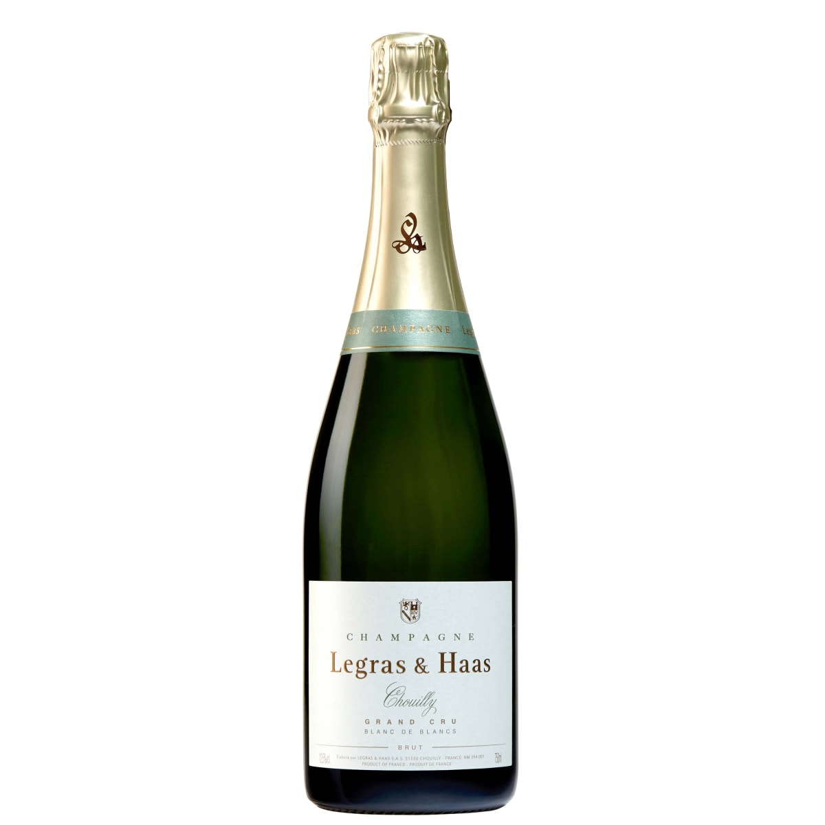 Champagne Legras & Haas Grand Cru Blanc de Blancs Brut  Front Bottle Shot