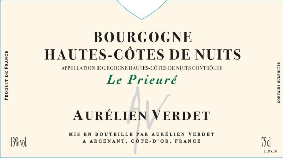 Aurelien Verdet Hautes Cotes de Nuits Le Prieure Blanc 2014  Front Label