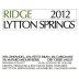 Ridge Lytton Springs Red Blend (375ML half-bottle) 2012 Front Label