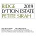 Ridge Lytton Estate Petite Sirah 2019  Front Label