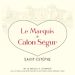 Chateau Calon-Segur Le Marquis de Calon-Segur (Futures Pre-Sale) 2021 Front Label