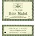 Chateau Bois Malot Blanc 2019 Front Label