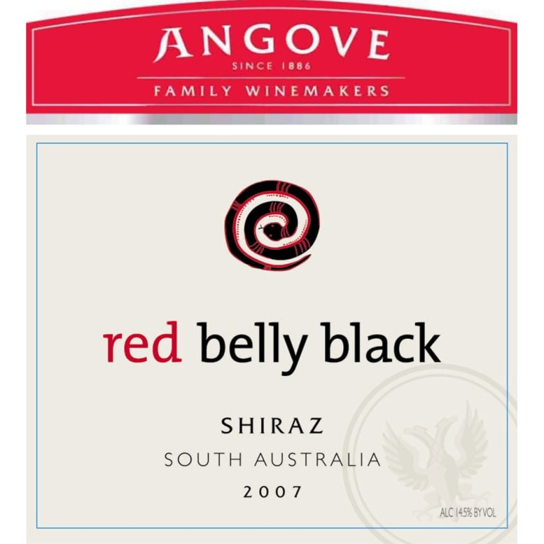 Angove Family Winemakers Red Belly Black Shiraz 2007 Front Label