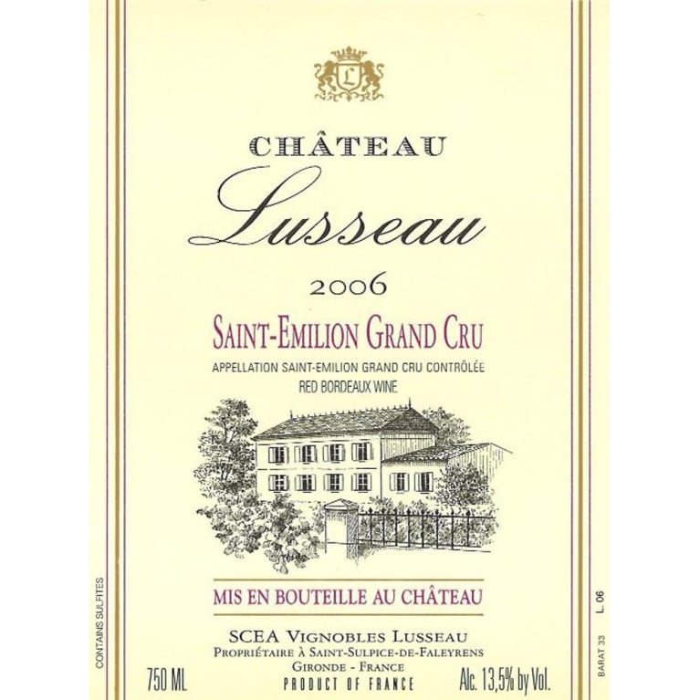 Chateau Lusseau 2006 Front Label