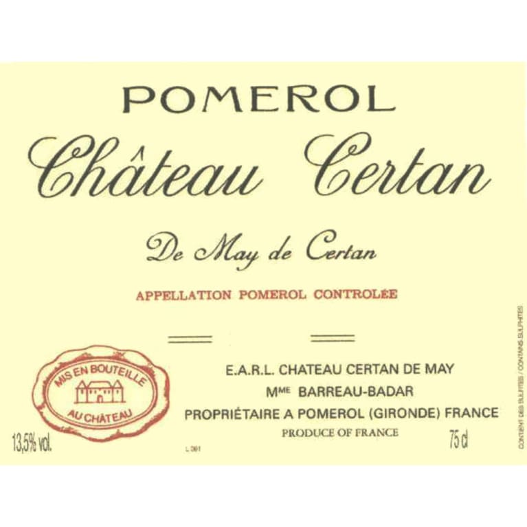 Chateau Certan de May 2009 Front Label