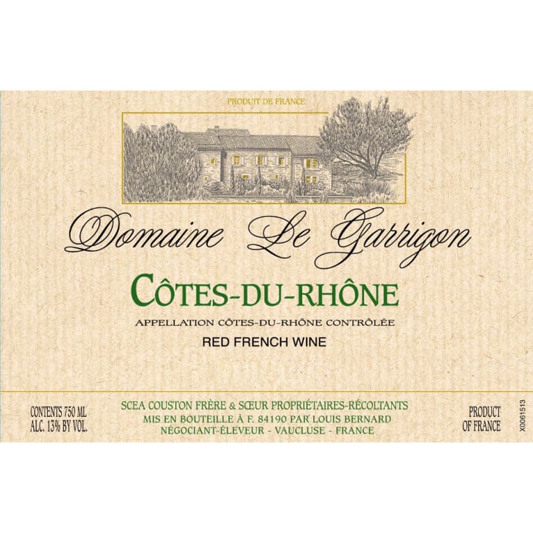 Flat front label of wine