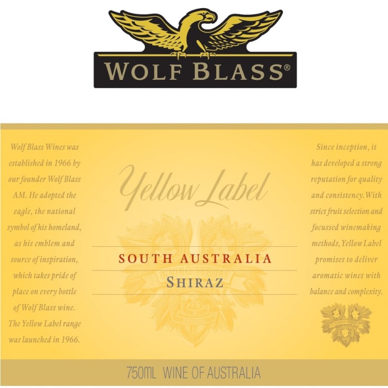 Flat front label of wine