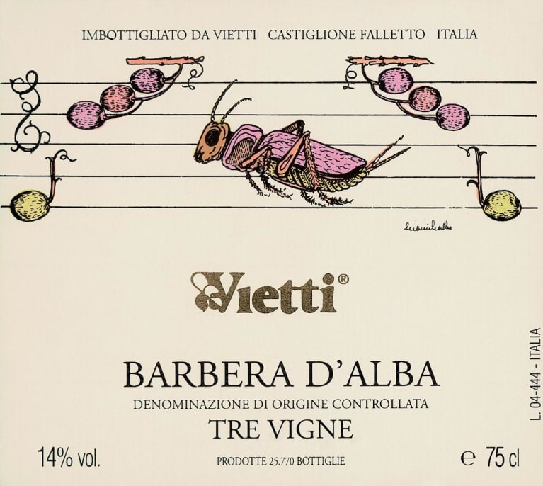 Flat front label of wine