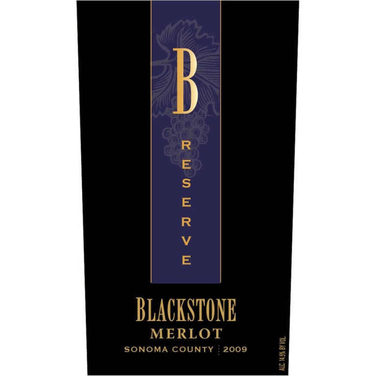 Blackstone Sonoma Reserve Merlot 2009 Front Label