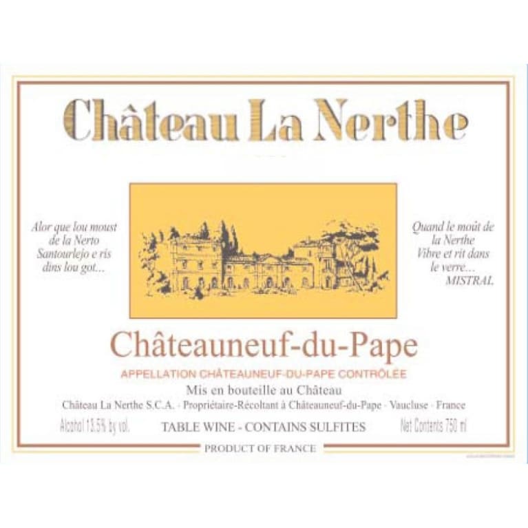 Chateau La Nerthe Chateauneuf-du-Pape Blanc 2010 Front Label