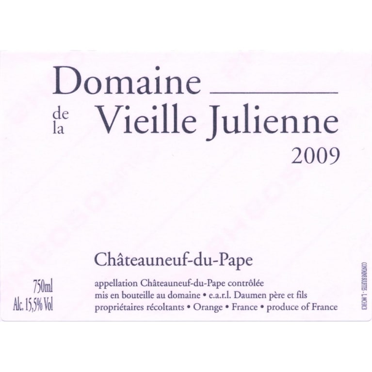 Flat front label of wine