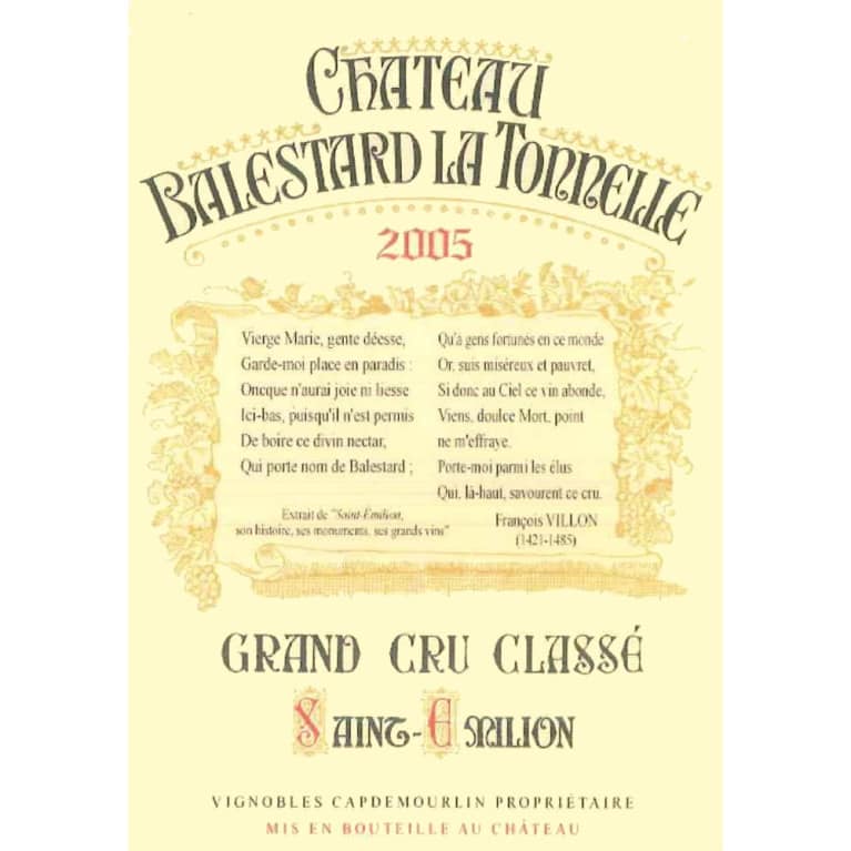 Chateau Balestard La Tonnelle (5 liter Bottle) 2005 Front Label