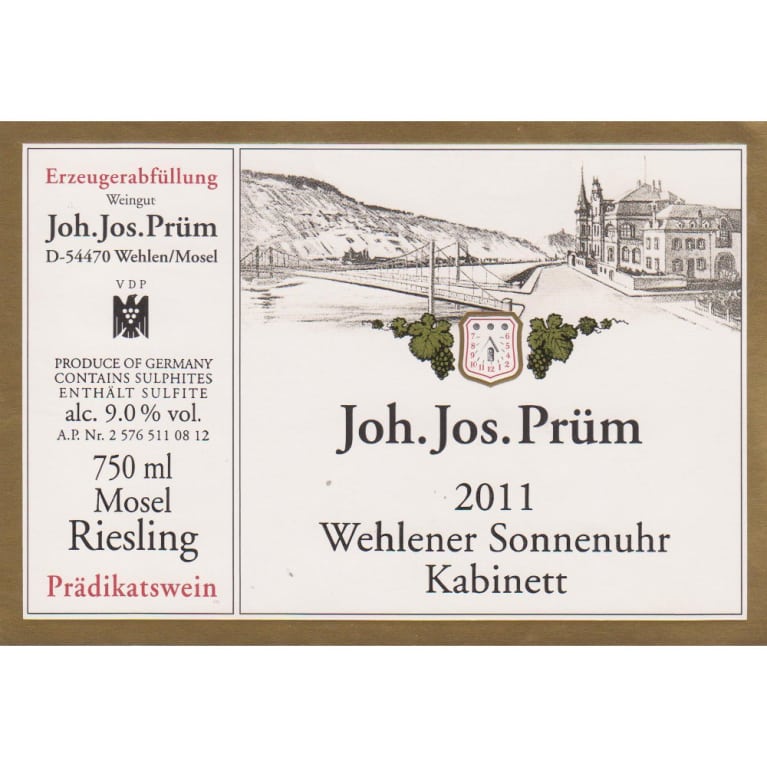 J.J. Prum Wehlener Sonnenuhr Gold Capsule Auslese Riesling 2012 Front Label