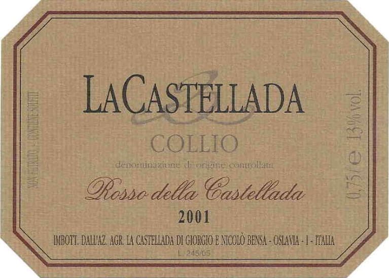 La Castellada Rosso della Castellada 2001 Front Label