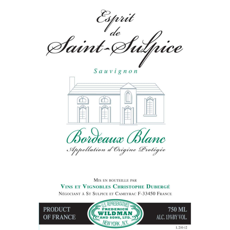 Chateau Saint Sulpice Esprit de Saint-Sulpice Blanc 2010 Front Label