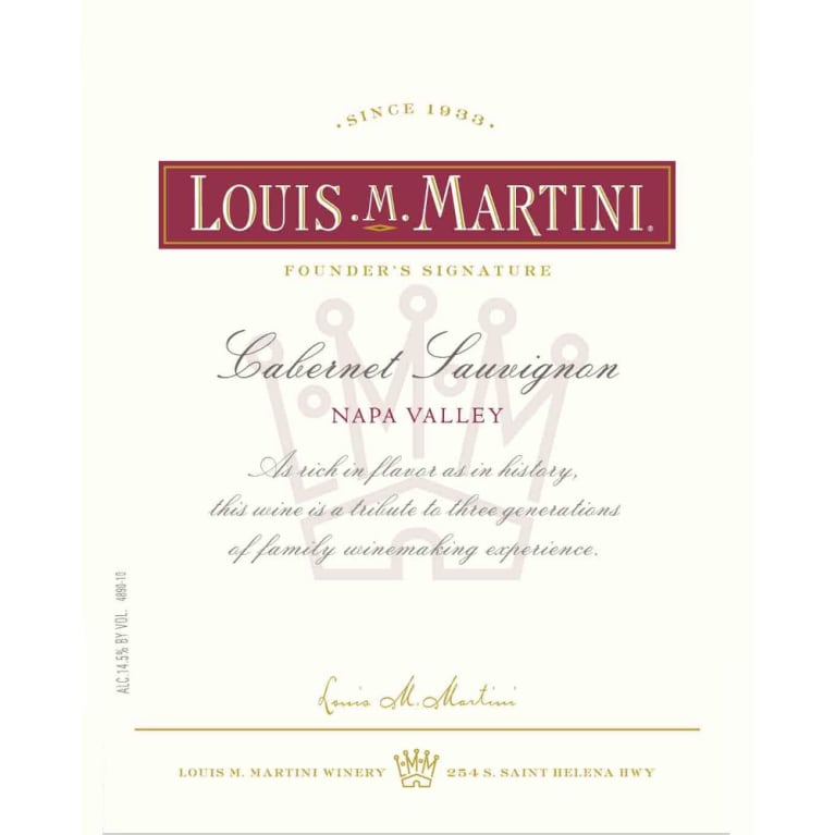 Louis Martini Napa Valley Cabernet Sauvignon 2012 Front Label