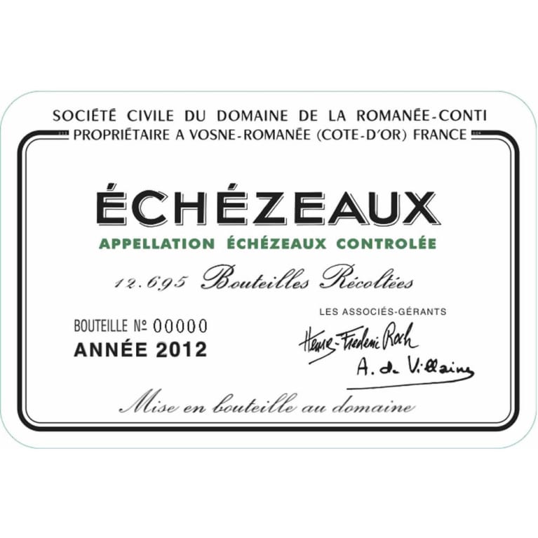Domaine de la Romanee-Conti Echezeaux Grand Cru 2012 Front Label