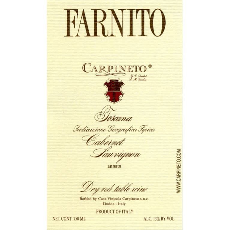 Carpineto Farnito Cabernet Sauvignon 2008 Front Label