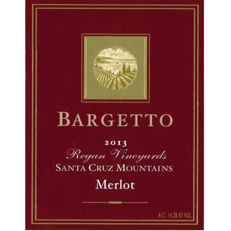 Bargetto Santa Cruz Mountains Merlot 2013 Front Label