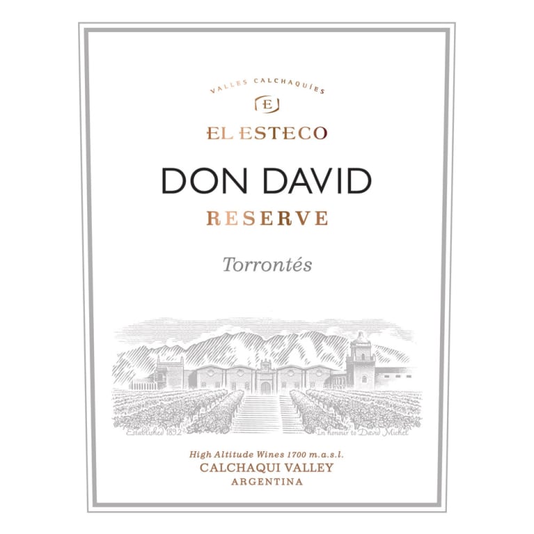 El Esteco Don David Reserve Torrontes 2016 Front Label