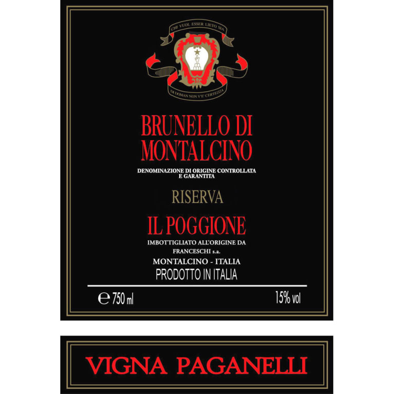 Il Poggione Brunello di Montalcino Riserva Vigna Paganelli 1982 Front Label