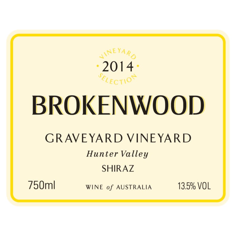 Brokenwood Graveyard Vineyard Shiraz 2014 Front Label